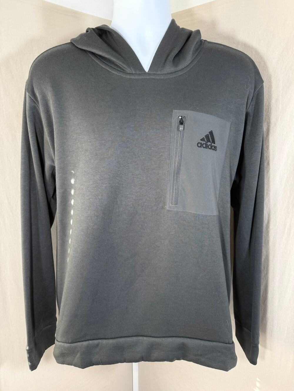 Adidas M Pocket Hoodie Mens M Dark Grey Fleece IY3369